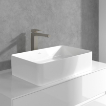 Baterie înaltă pentru lavoar Villeroy&Boch, Architectura Square, cu ventil click-clack, brushed nickel